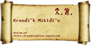 Kresák Miklós névjegykártya